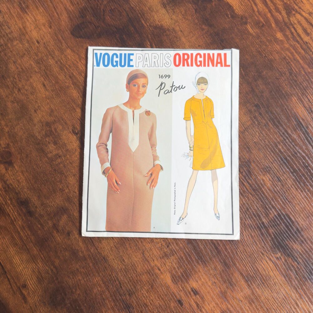 Vintage 1967 Vogue Paris Original 1699 Patou Dress Pattern